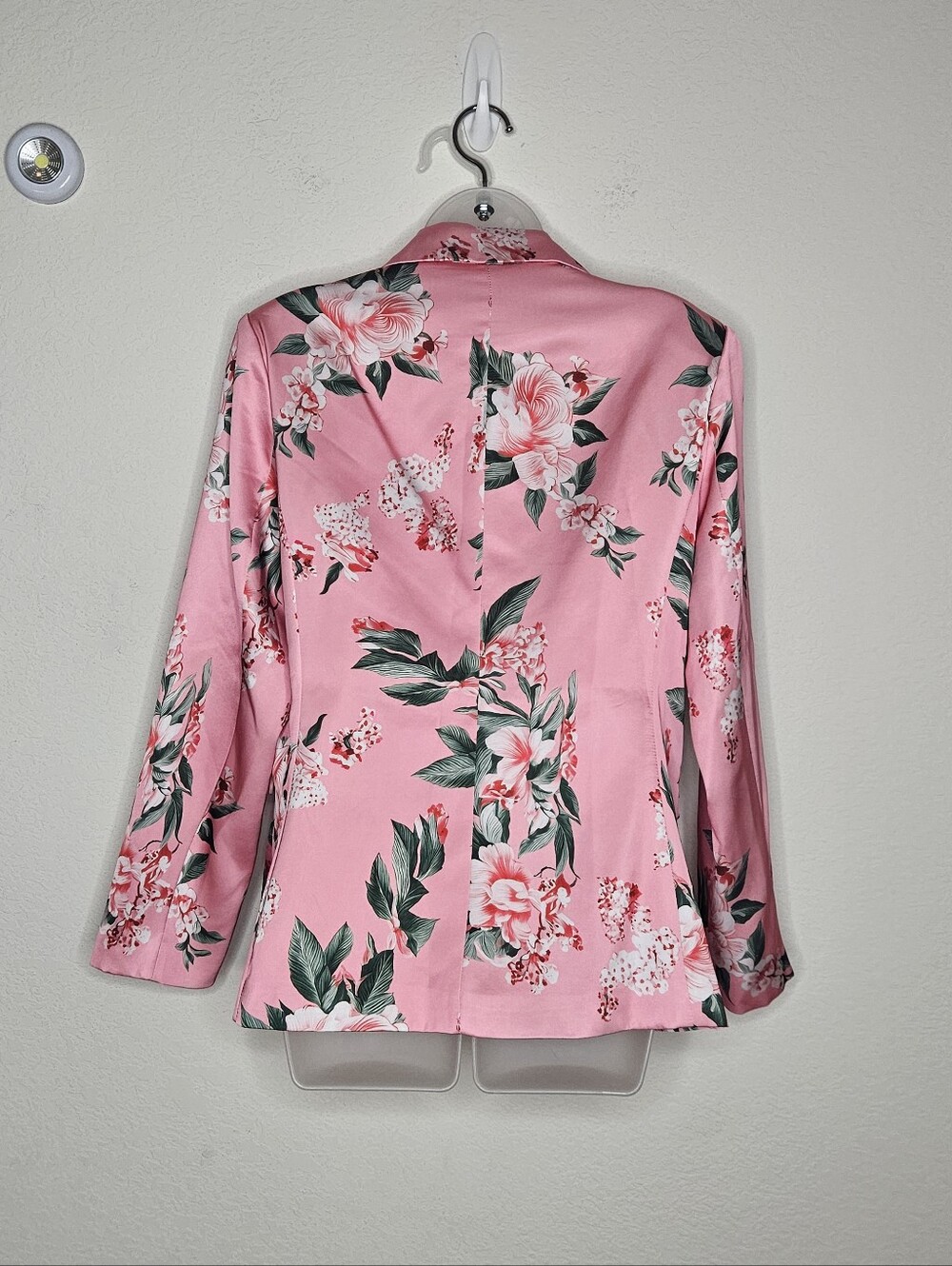 Pink Floral Satin Blazer Jacket Women’s Large Single Button Statement Jacket - Picture 7 of 9
